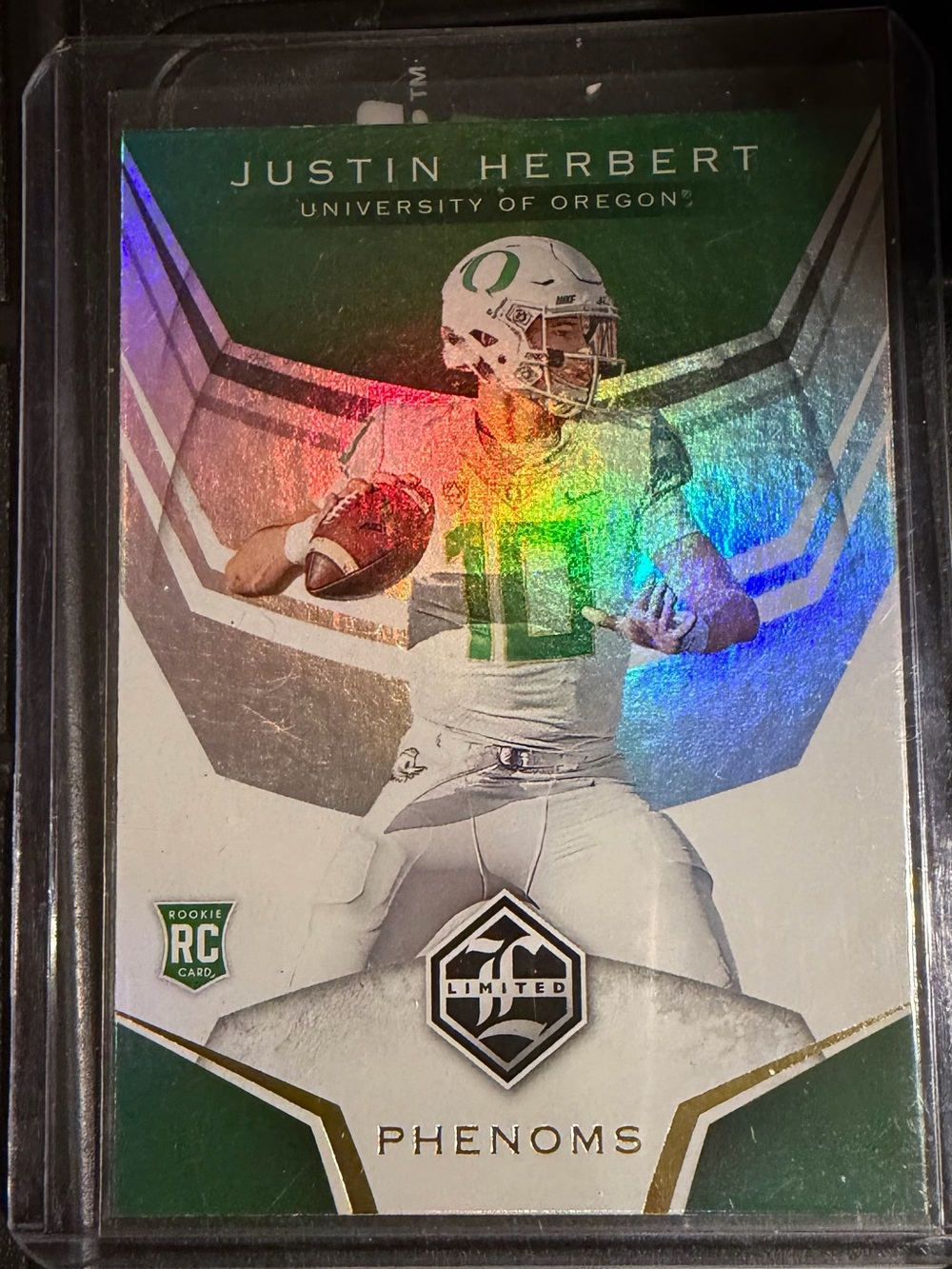 Justin Herbert Rookie Phenom Football Card - Green & White